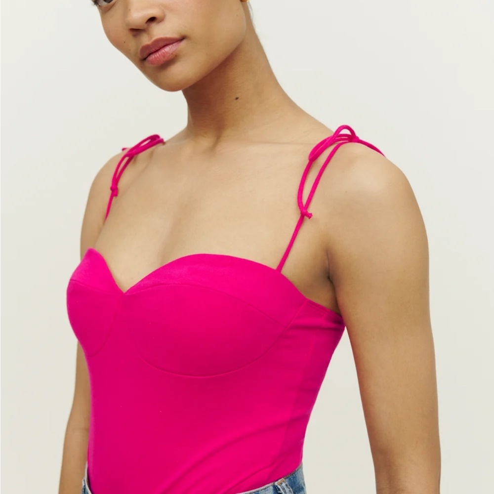 Reformation Fuchsia Tie-Strap Tank Top
